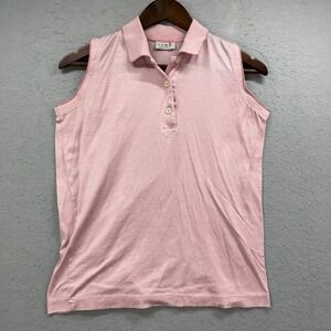 Como Sport Polo Shirt Womens S Pink White Striped Sleeveless Golf Tennis Italy
